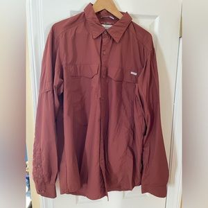Columbia red button down shirt